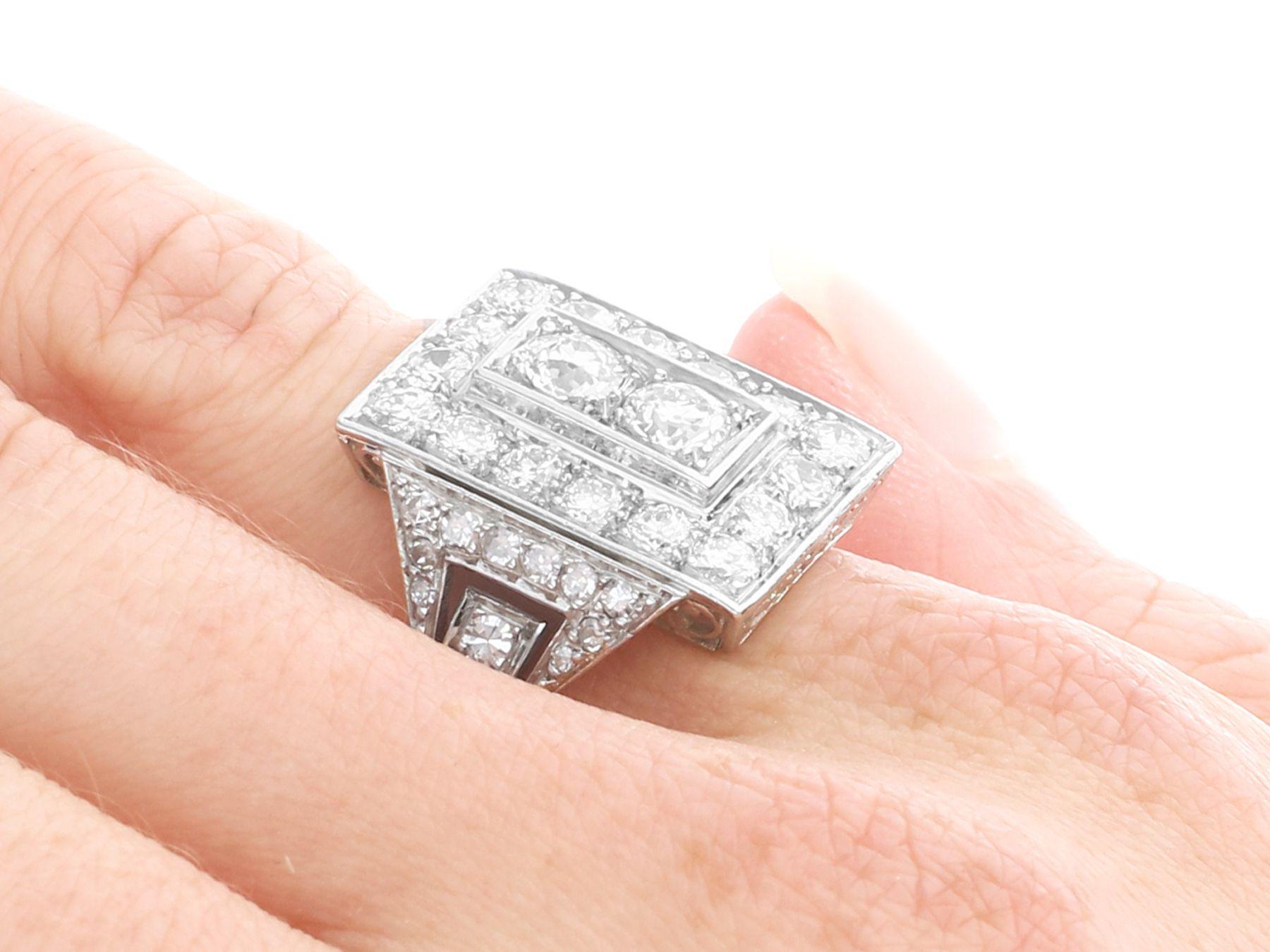 1930s Antique 2.49 Carat Diamond and Platinum Cocktail Ring Art Deco For Sale 1