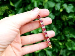 1930s Antique 3.30 Carat Ruby and 1.00 Carat Diamond Yellow Gold Line Bracelet