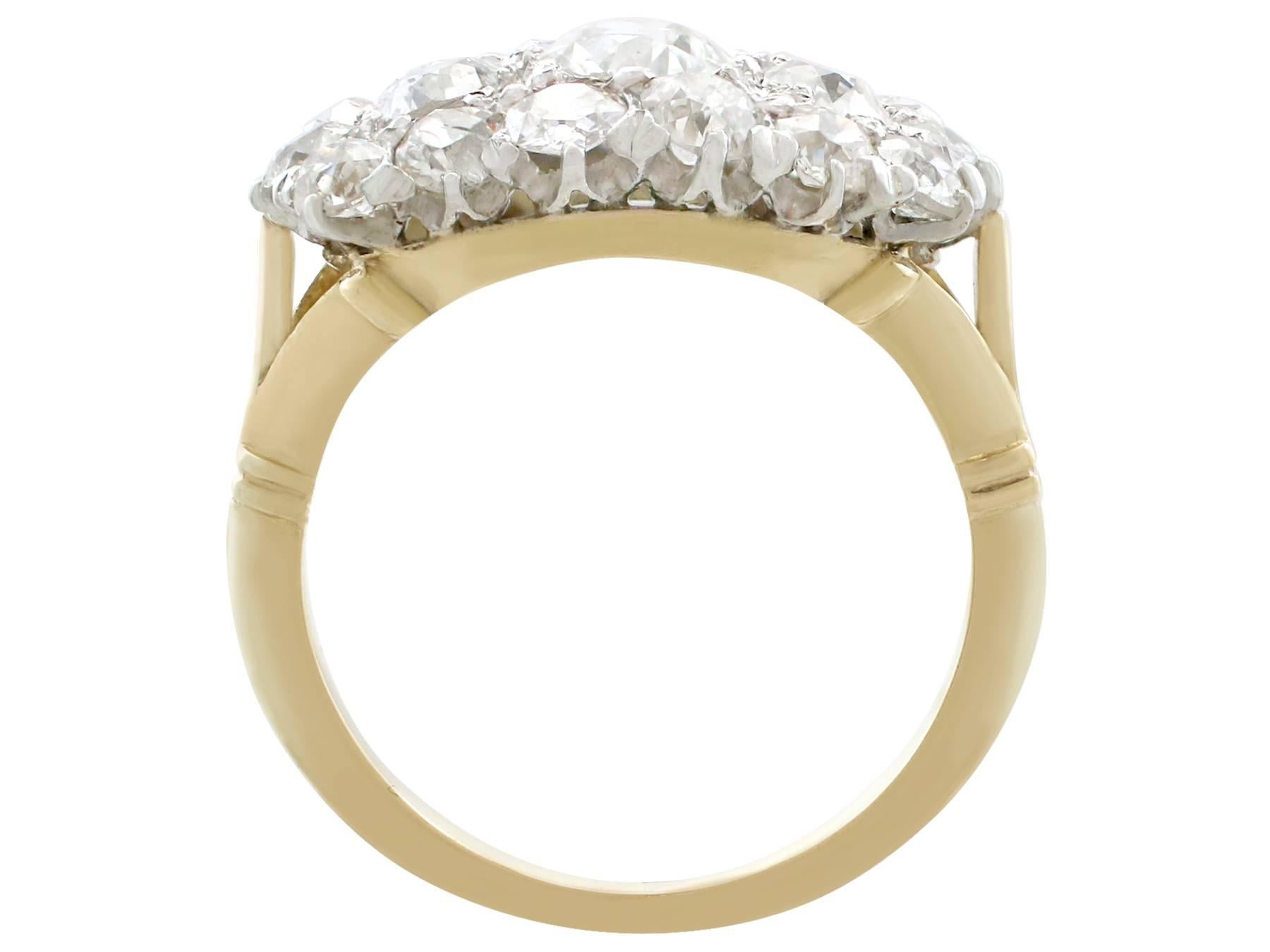 Women's 1930s Antique 3.52 Carat Diamond and Yellow Gold Dress Ring