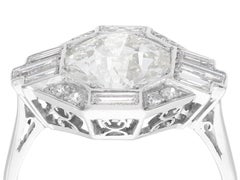 1930s Antique Art Deco 3.75 Carat Diamond and Platinum Engagement Ring