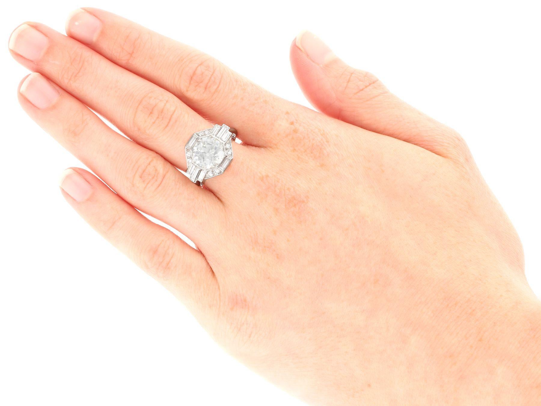 Single Cut 1930s Antique Art Deco 3.75 Carat Diamond and Platinum Engagement Ring For Sale
