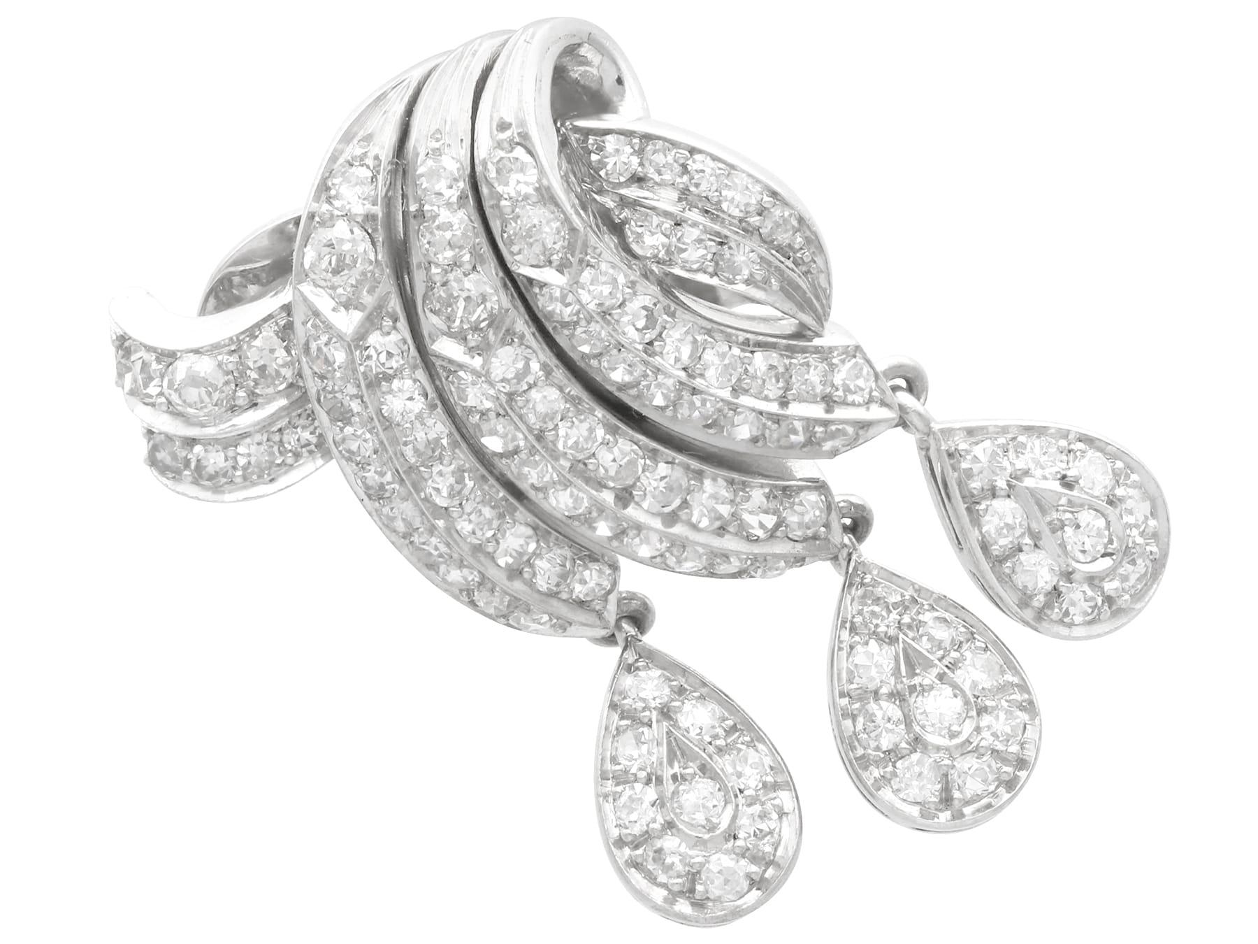 1930er Jahre Antike 4,26 Karat Diamant und Platin Ohrringe (Rundschliff) im Angebot