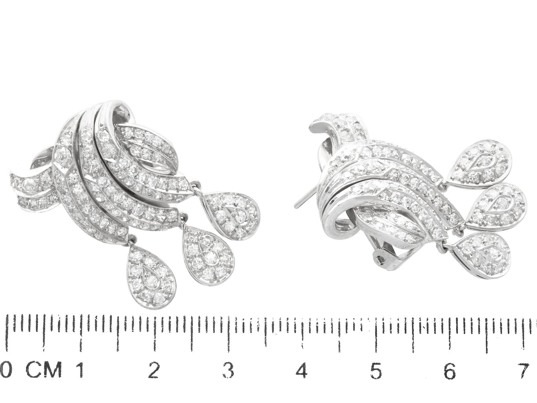 1930s Antique 4.26 Carat Diamond and Platinum Earrings For Sale 2