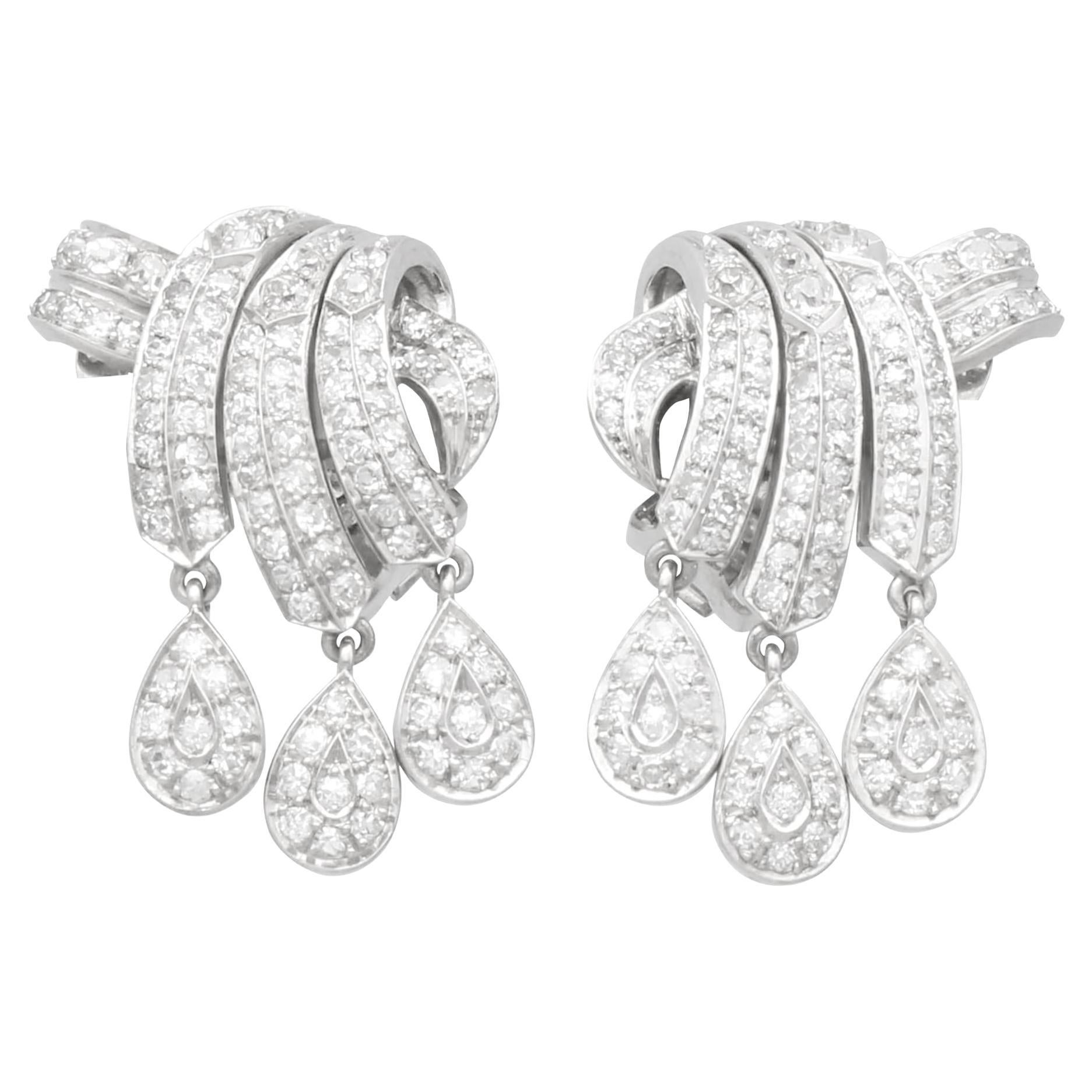 1930s Antique 4.26 Carat Diamond and Platinum Earrings For Sale
