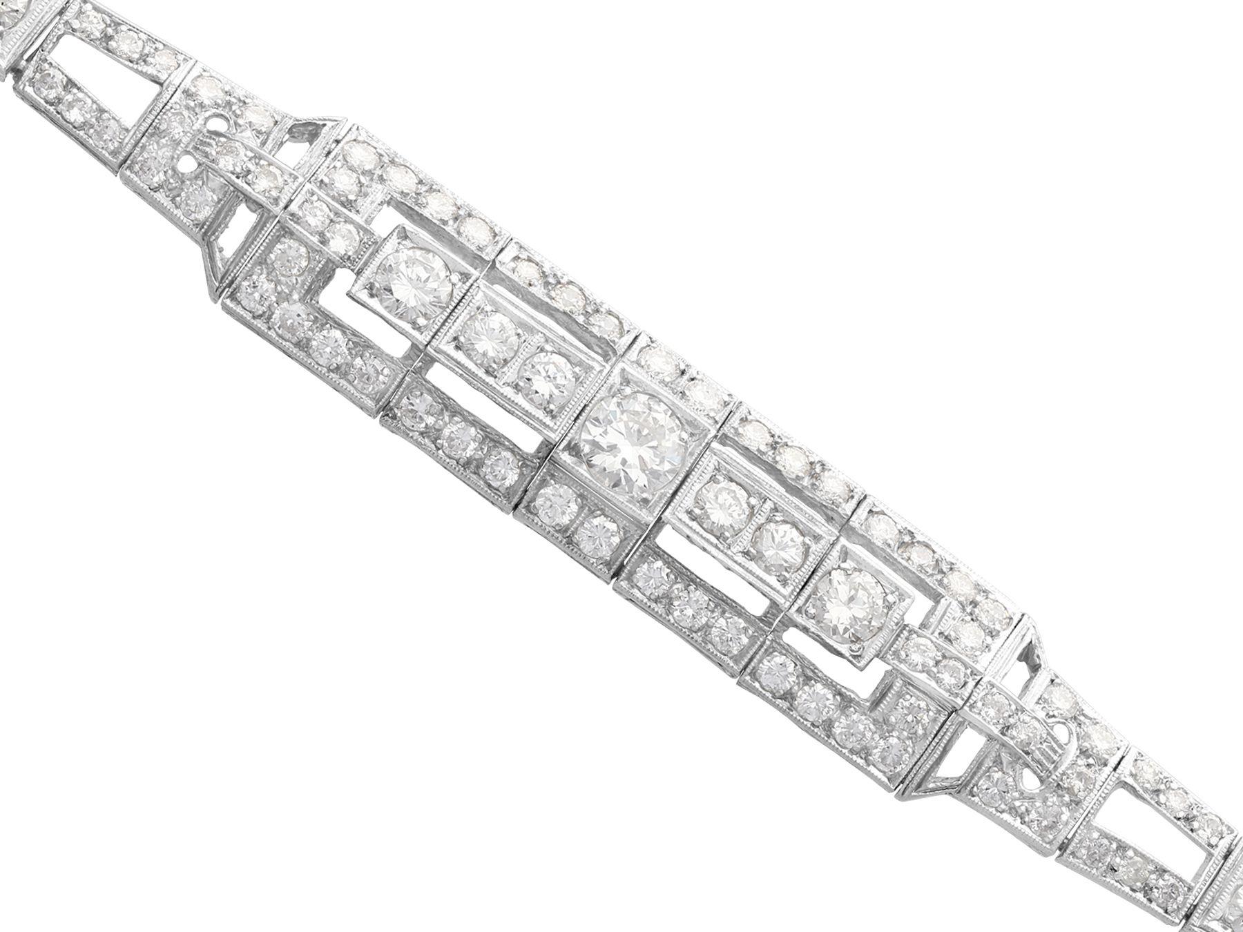 Antikes 4,46 Karat Diamant-Platin-Armband aus den 1930er Jahren (Rundschliff) im Angebot