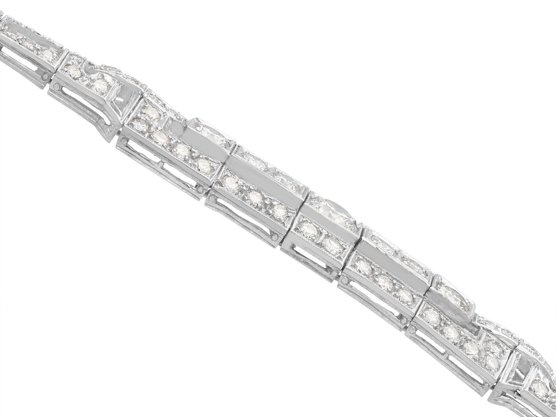 Women's or Men's 1930s Antique 4.46 Carat Diamond and Platinum Bracelet For Sale