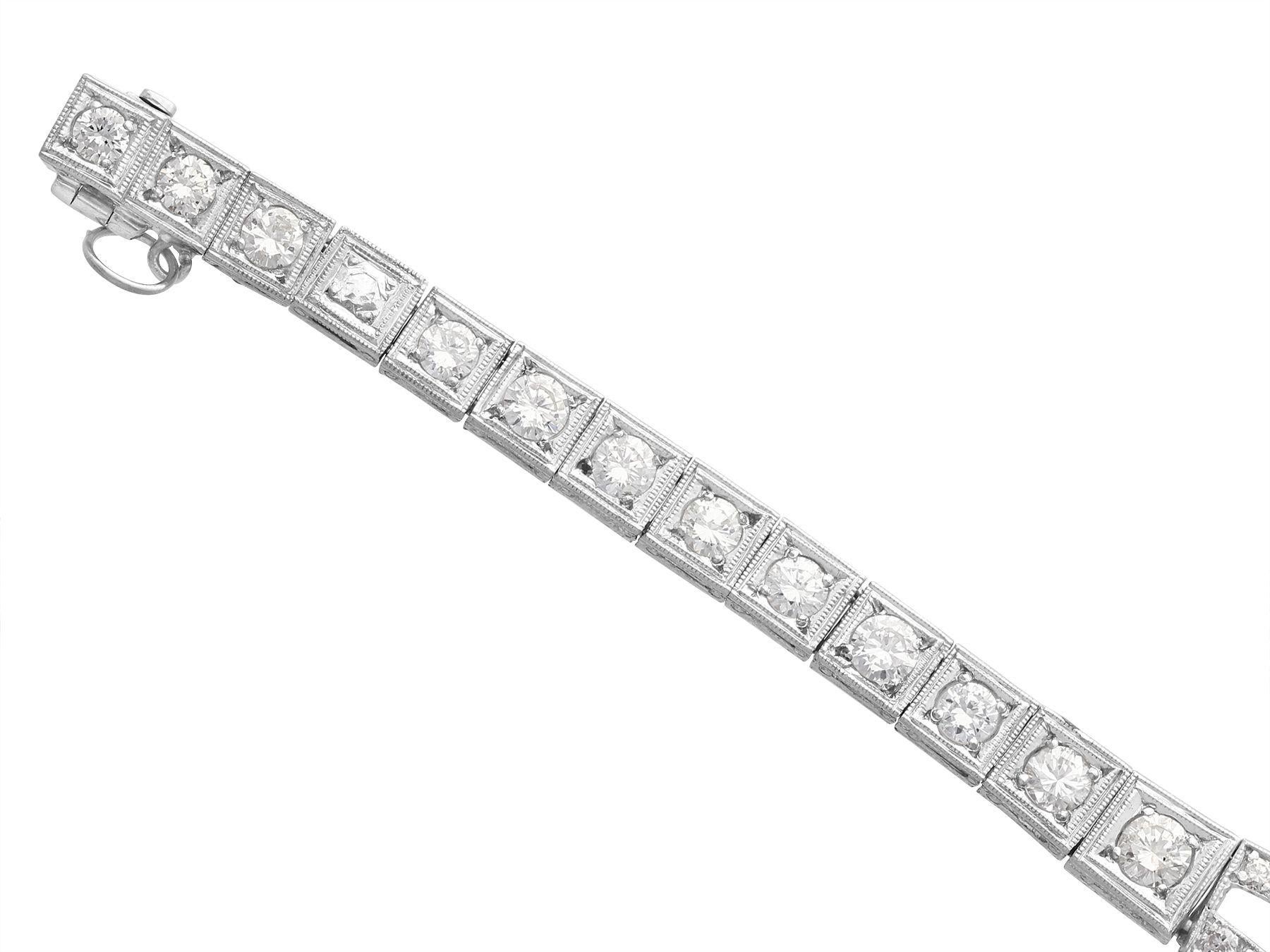 1930s Antique 4.46 Carat Diamond and Platinum Bracelet For Sale 1