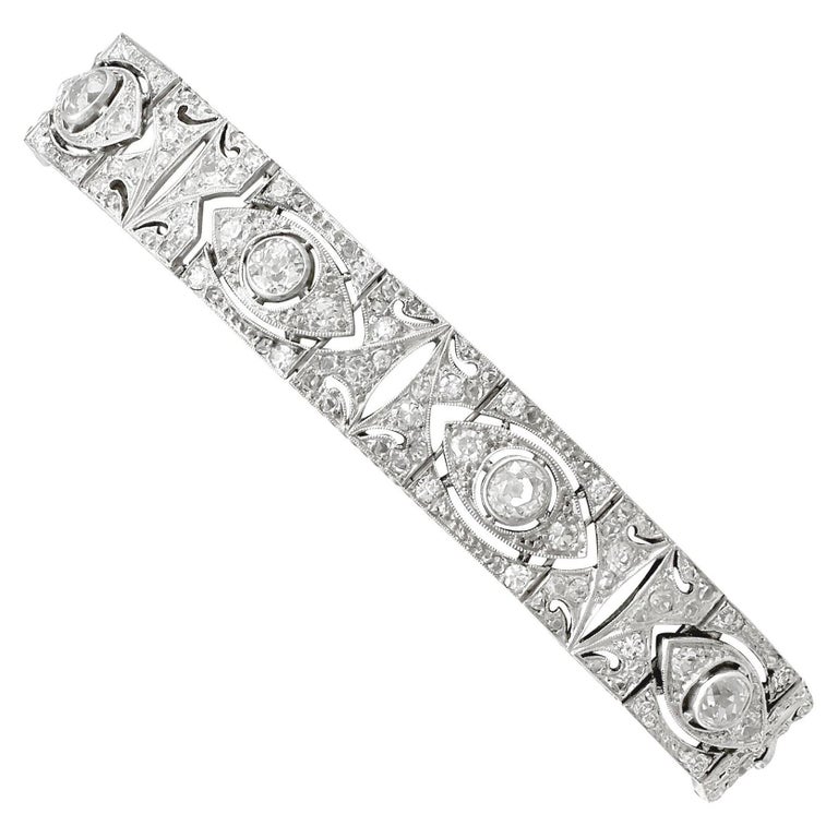 1930s Antique 4.63 Carat Diamond and White Gold Bracelet For Sale at ...