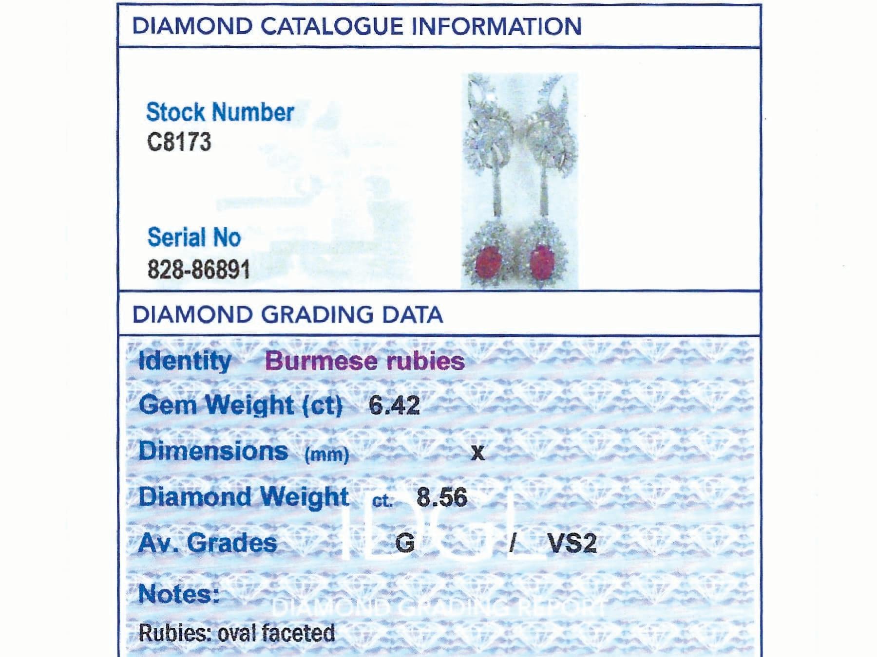 1930s Antique 6.42 Carat Ruby 8.56 Carat Diamond and Platinum Earrings  5