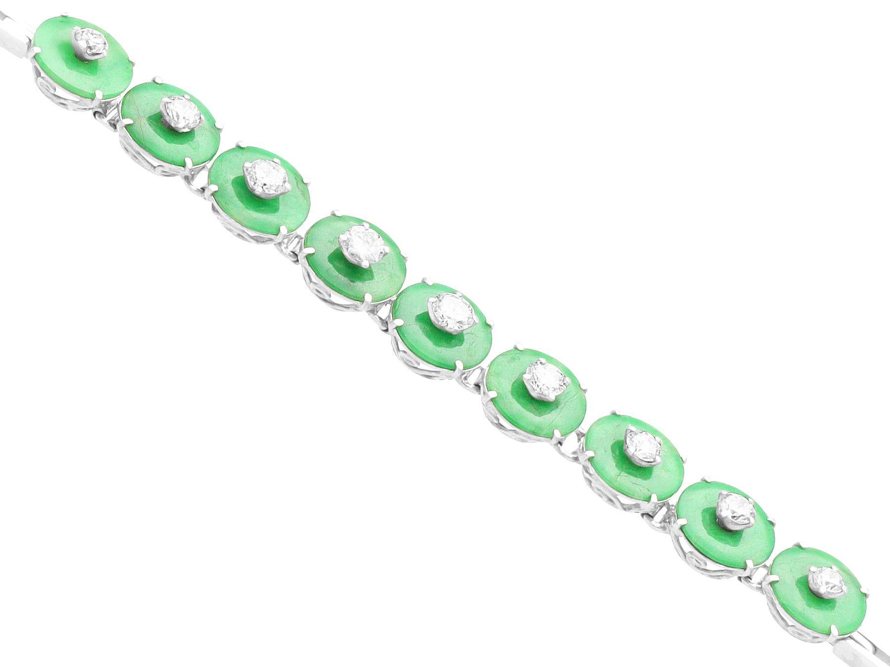 1930er Jahre 6,90 Karat Jadeit und Diamant Platin-Armband für Damen oder Herren