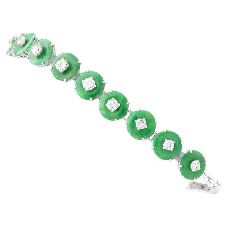Bracelet Extensible En Jadéite (Jade) Vert - 120 Carats, Largeur 15mm