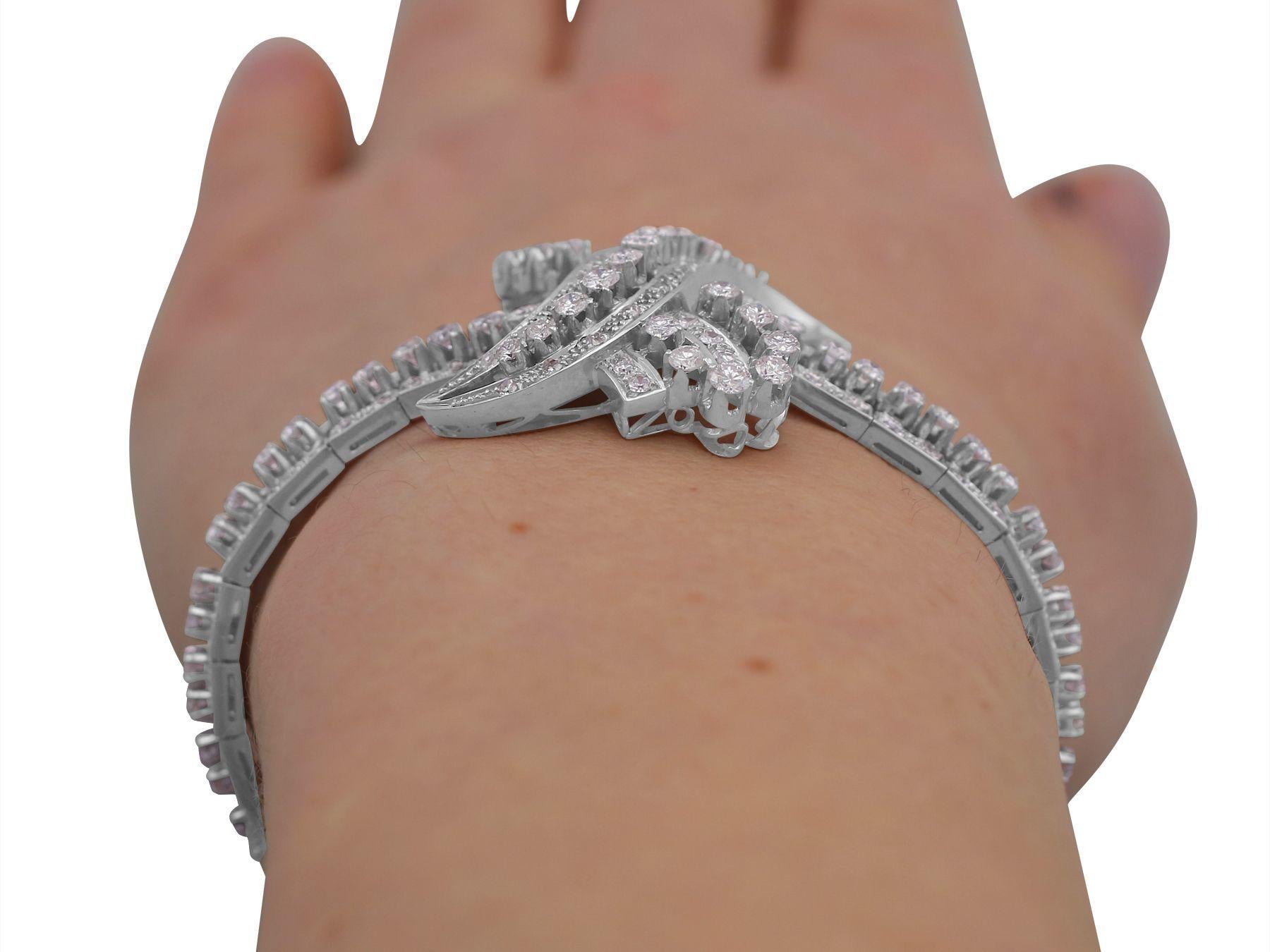 1930s Antique 8.08 Carat Diamond and Platinum Bracelet 6