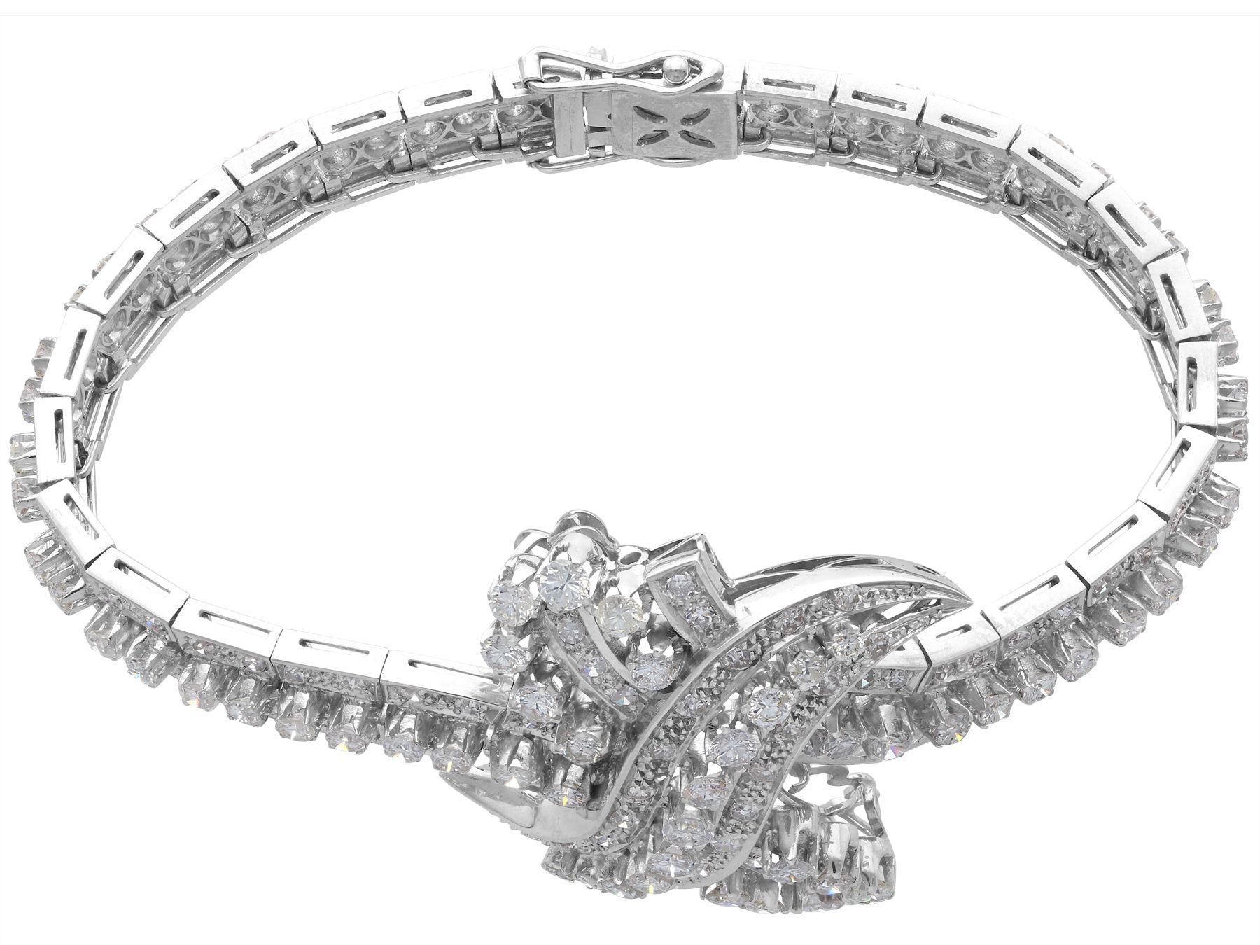 Women's or Men's 1930s Antique 8.08 Carat Diamond and Platinum Bracelet