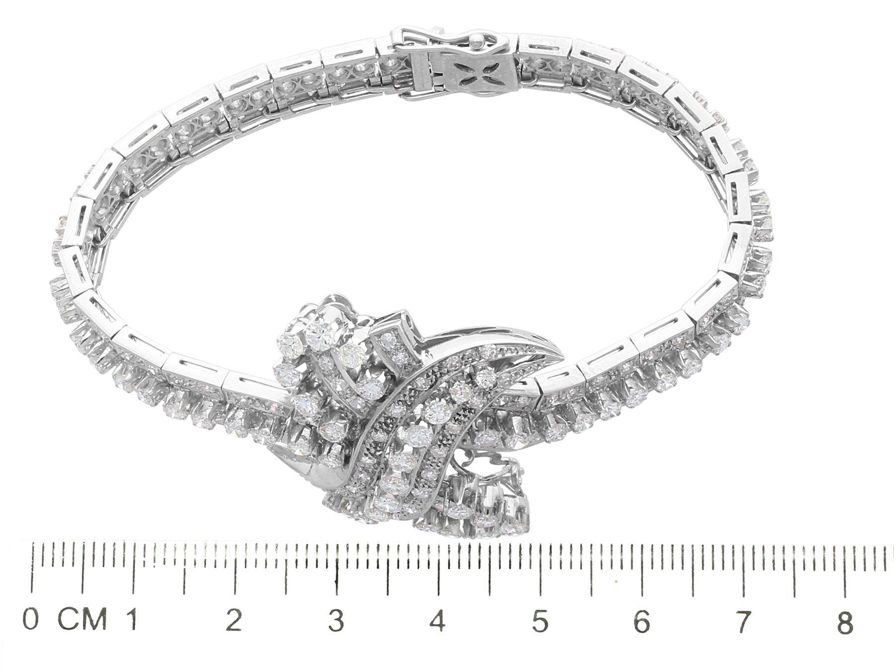 1930s Antique 8.08 Carat Diamond and Platinum Bracelet 3