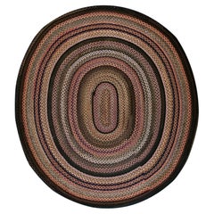 1930s Antique American Braided Rug Colorful Folk 8
10"x9
9" Round Oval Carpet
