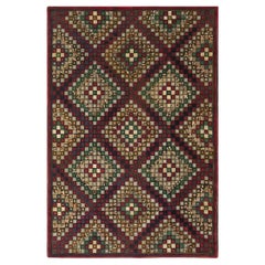 1930s Antique American Modern Sunshine Geometric Folk Art Patterned Hooked Rug