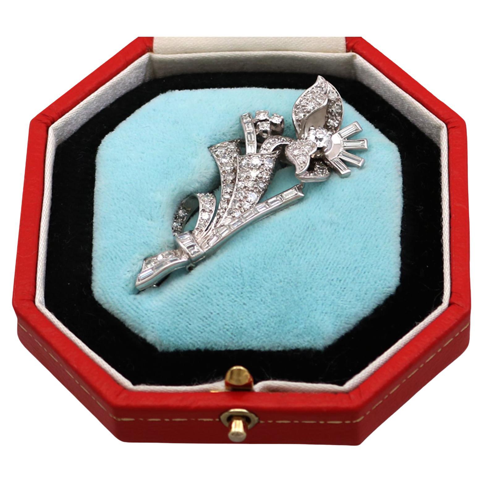 1930s hand painted wood brooch