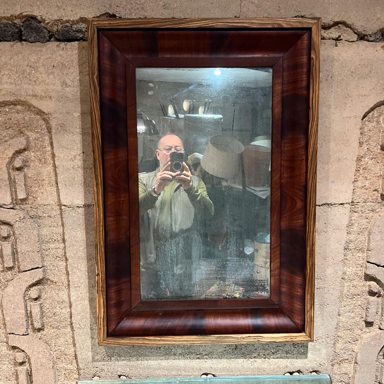 1930s Antique Art Deco Wall Mirror Zebra and Walnut Wood In Good Condition For Sale In Chula Vista, CA