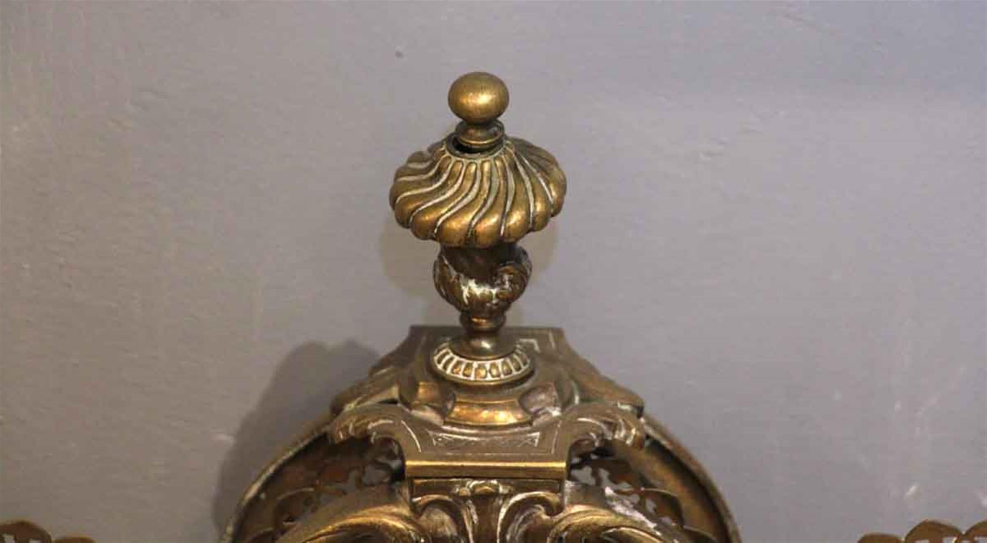 1930s Antique Brass Fan Fireplace Screen with Figural and Decorative