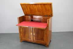 1930s Antique Cabinet with Writing Area in Walnut Finish, Czechoslovakia
