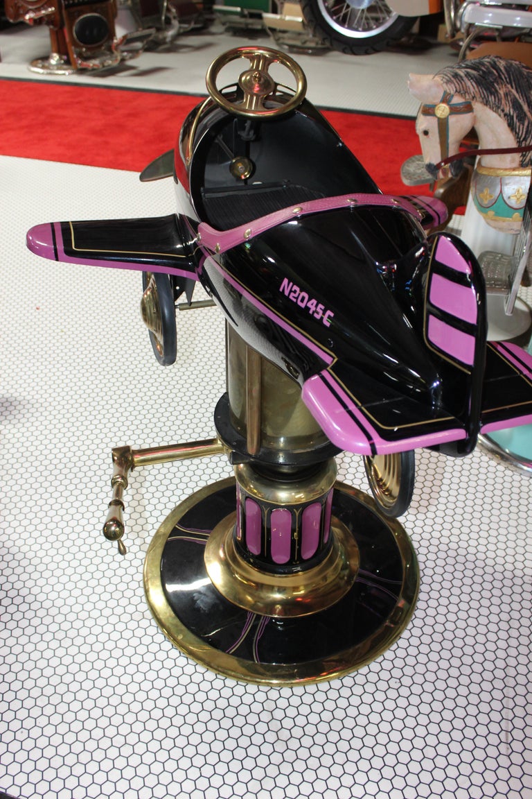 1930s Antique Childs Barber Chair Pedal Airplane For Sale at 1stDibs