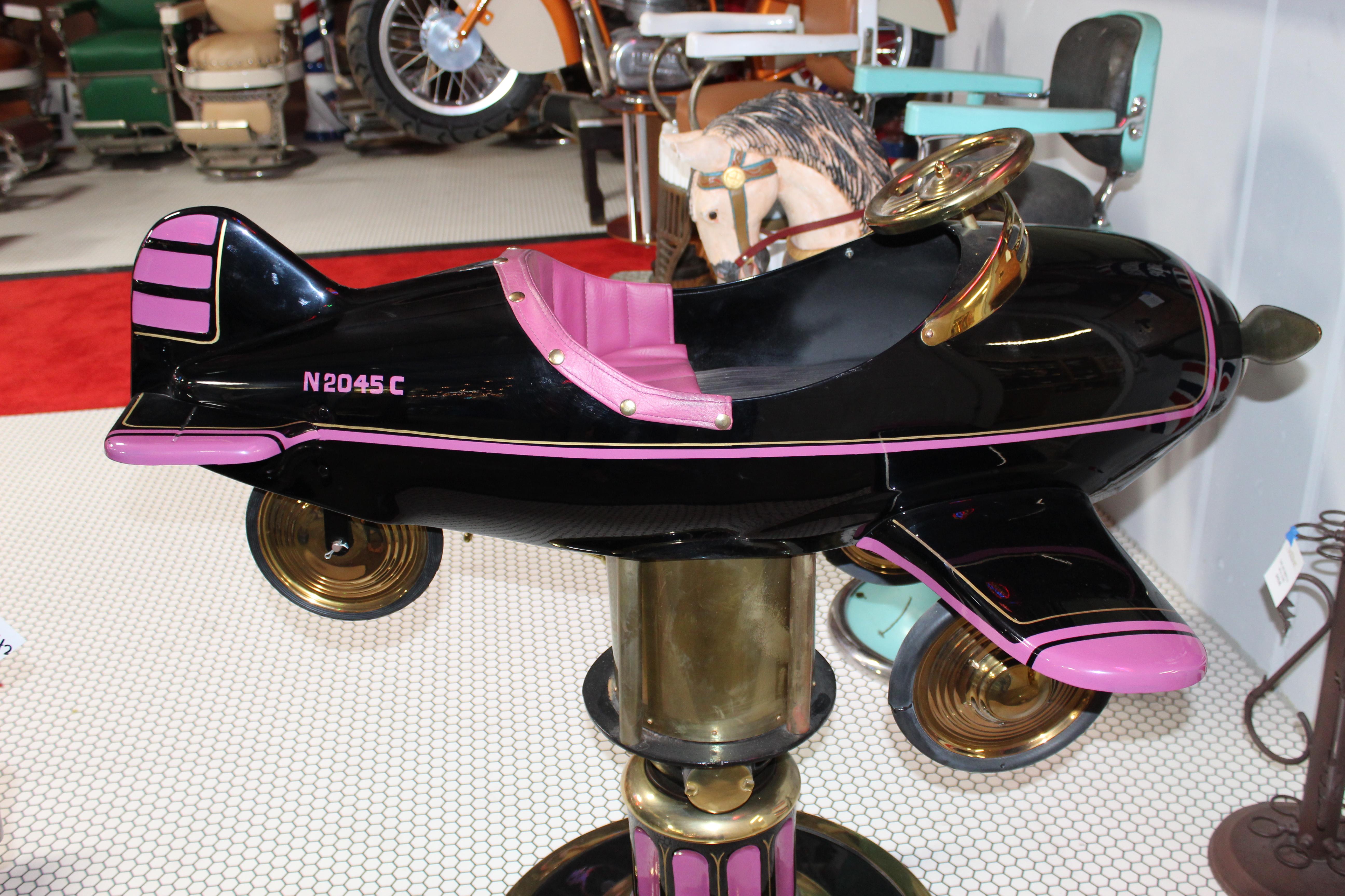 1930s Antique Childs Barber Chair Pedal Airplane In Good Condition For Sale In Orange, CA