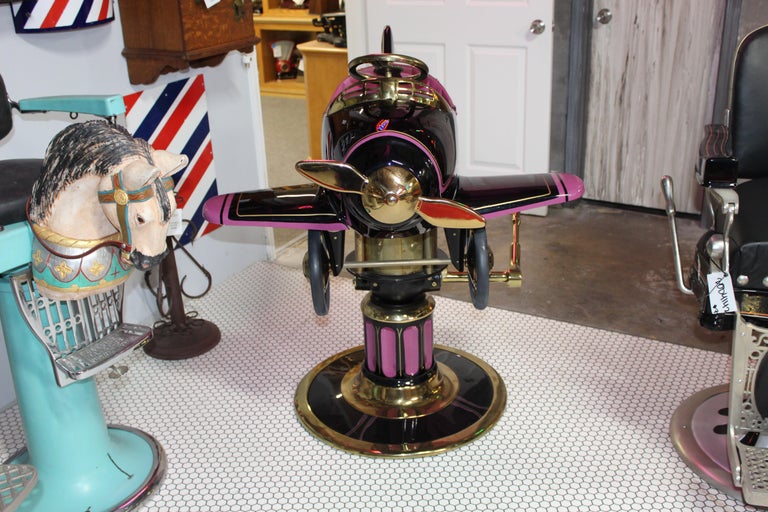 1930s Antique Childs Barber Chair Pedal Airplane For Sale at 1stDibs