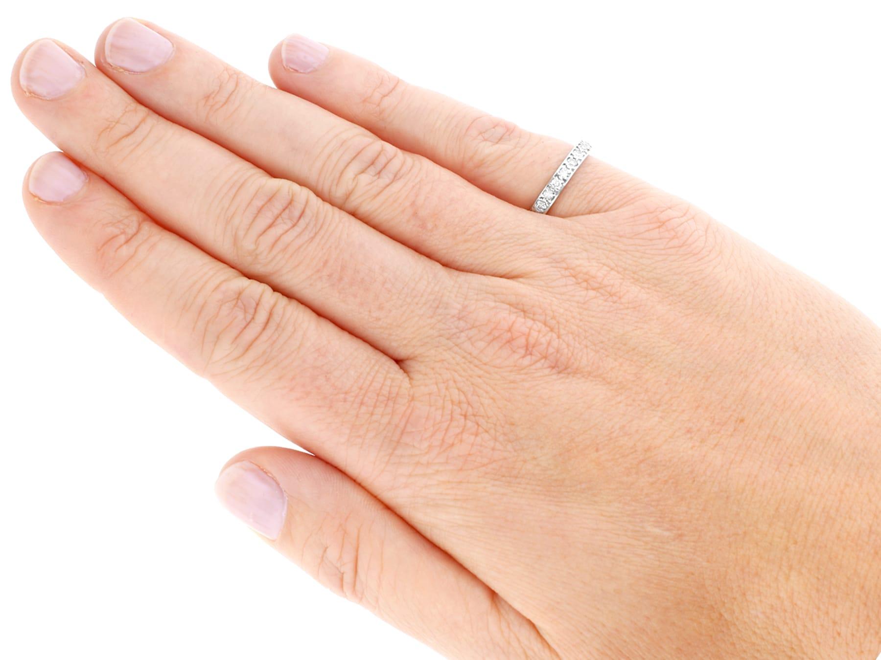 Women's Antique 1930s Diamond and 18K White Gold Full Eternity Engagement Ring For Sale