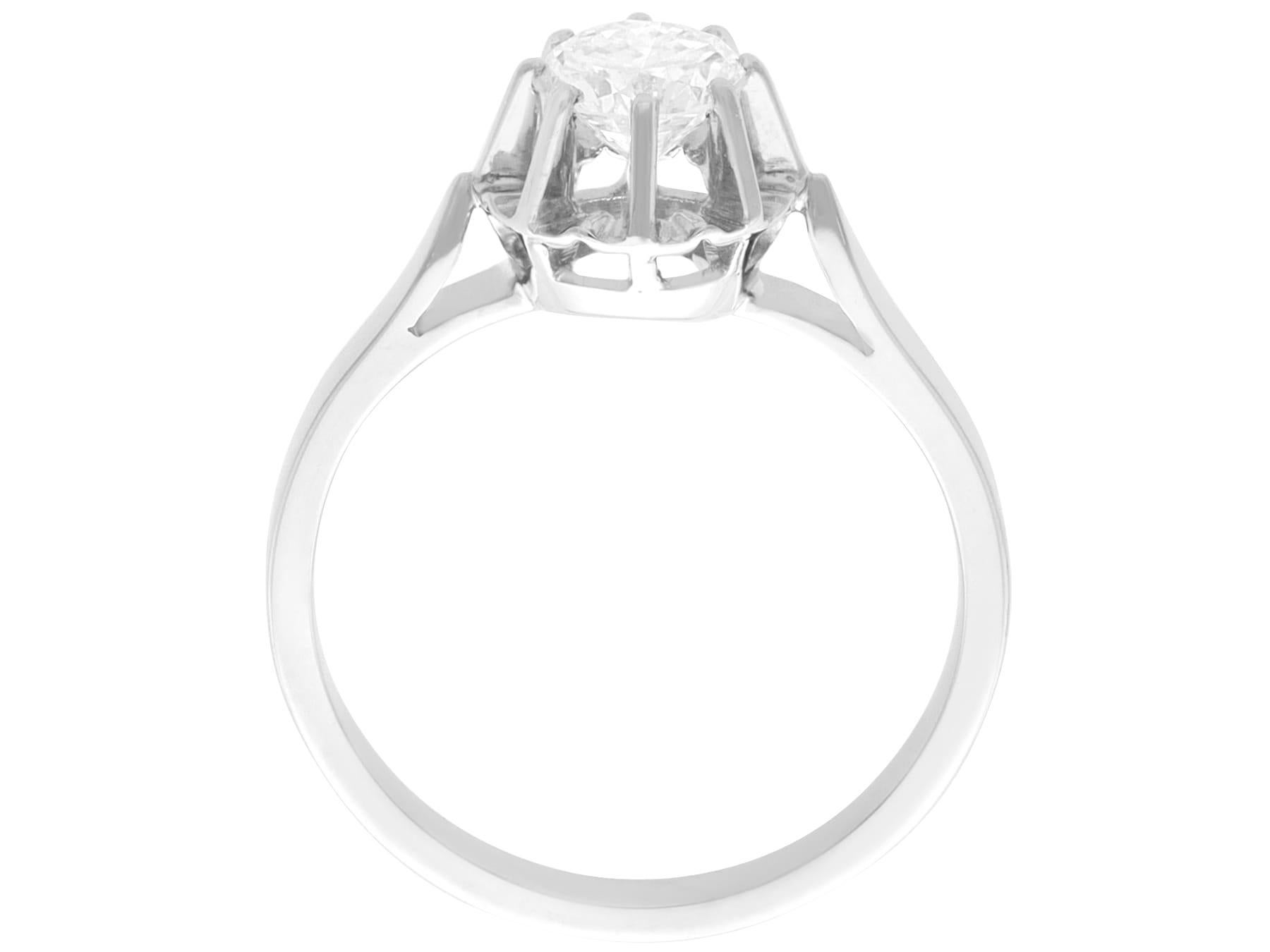 Round Cut 1930s Antique Diamond and White Gold Solitaire Engagement Ring For Sale
