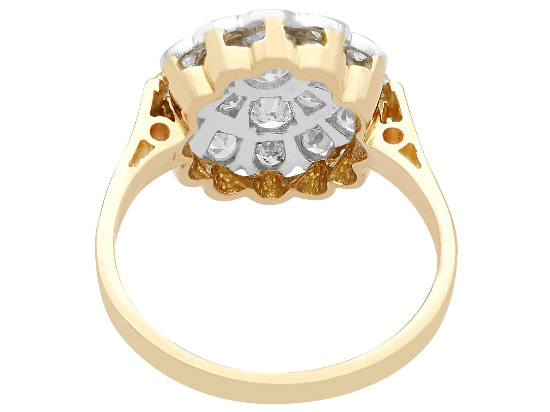 1930s Antique Diamond and Yellow Gold Cluster Ring In Excellent Condition For Sale In Jesmond, Newcastle Upon Tyne
