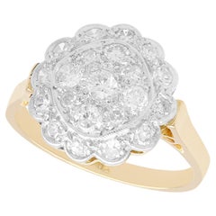 1930s Antique Diamond and Yellow Gold Cluster Ring