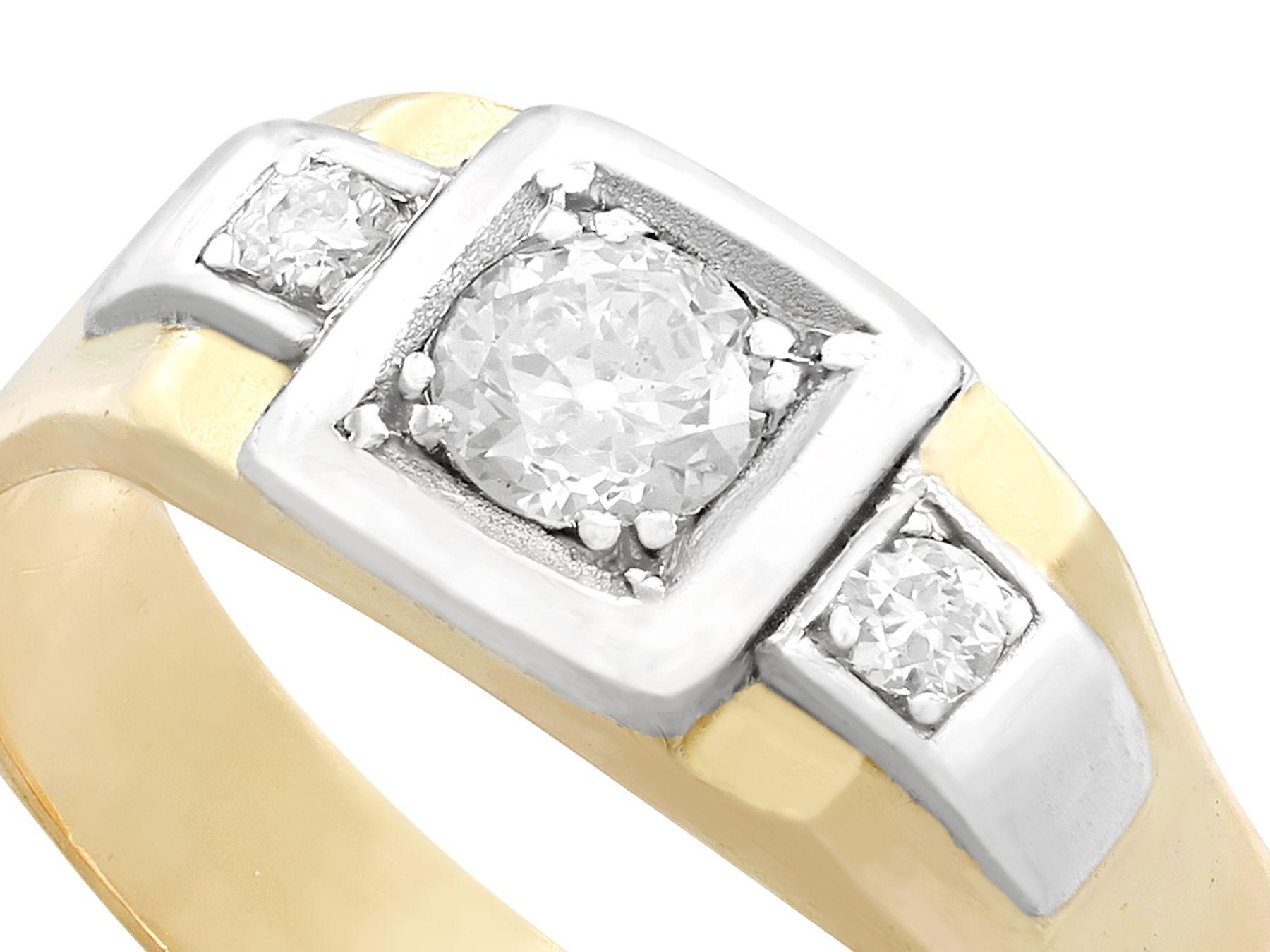 Antiker Diamant- und Gelbgold-Platin-Ring aus den 1930er Jahren (Alteuropäischer Schliff) im Angebot