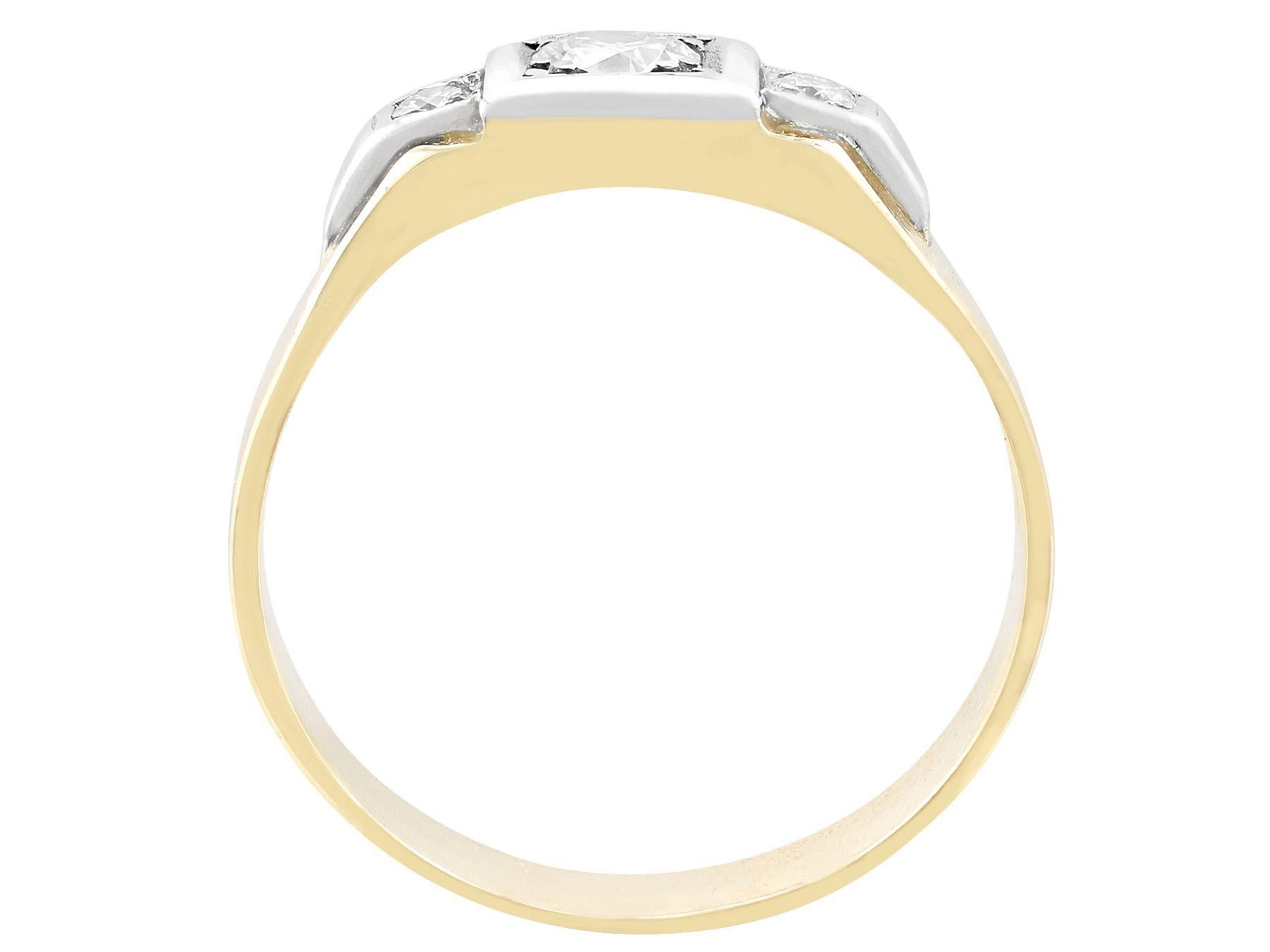 Antiker Diamant- und Gelbgold-Platin-Ring aus den 1930er Jahren für Damen oder Herren im Angebot