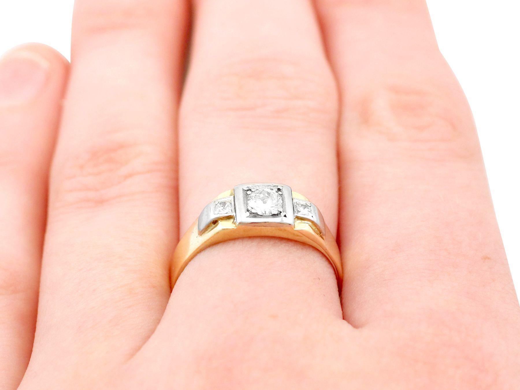 1930s Antique Diamond and Yellow Gold Platinum Set Band Ring For Sale 1