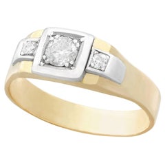 1930s Antique Diamond and Yellow Gold Platinum Set Band Ring