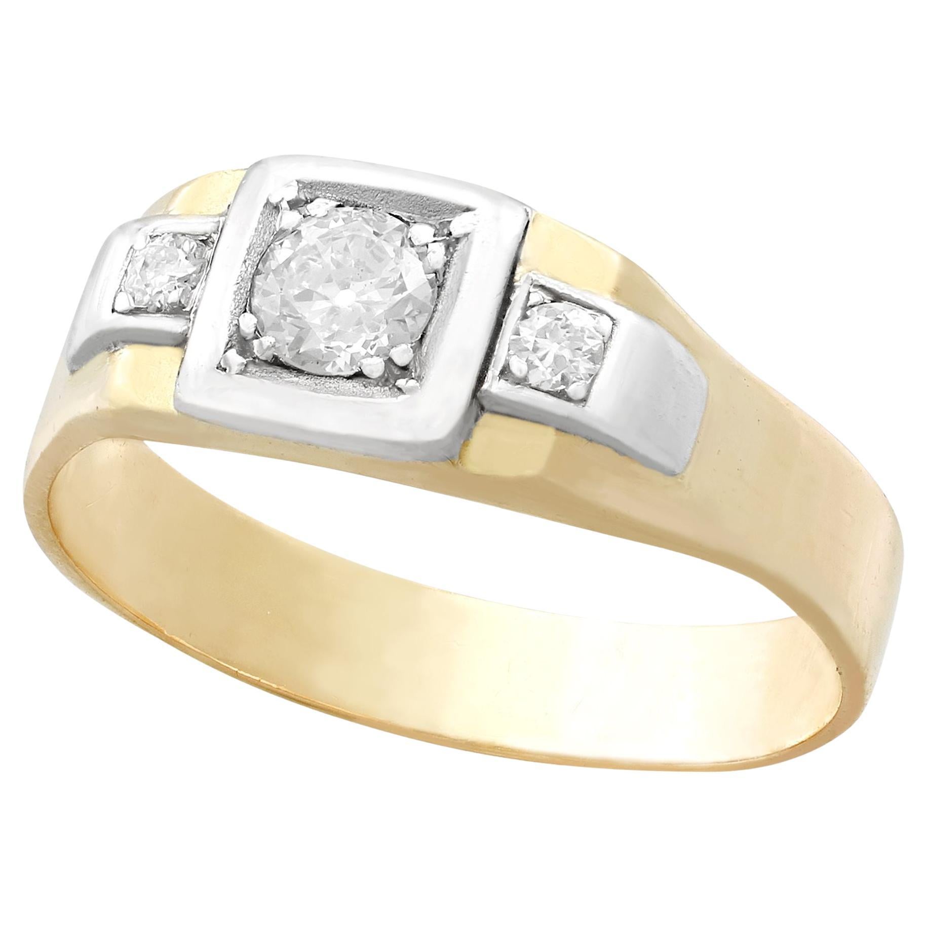 1930s Antique Diamond and Yellow Gold Platinum Set Band Ring For Sale