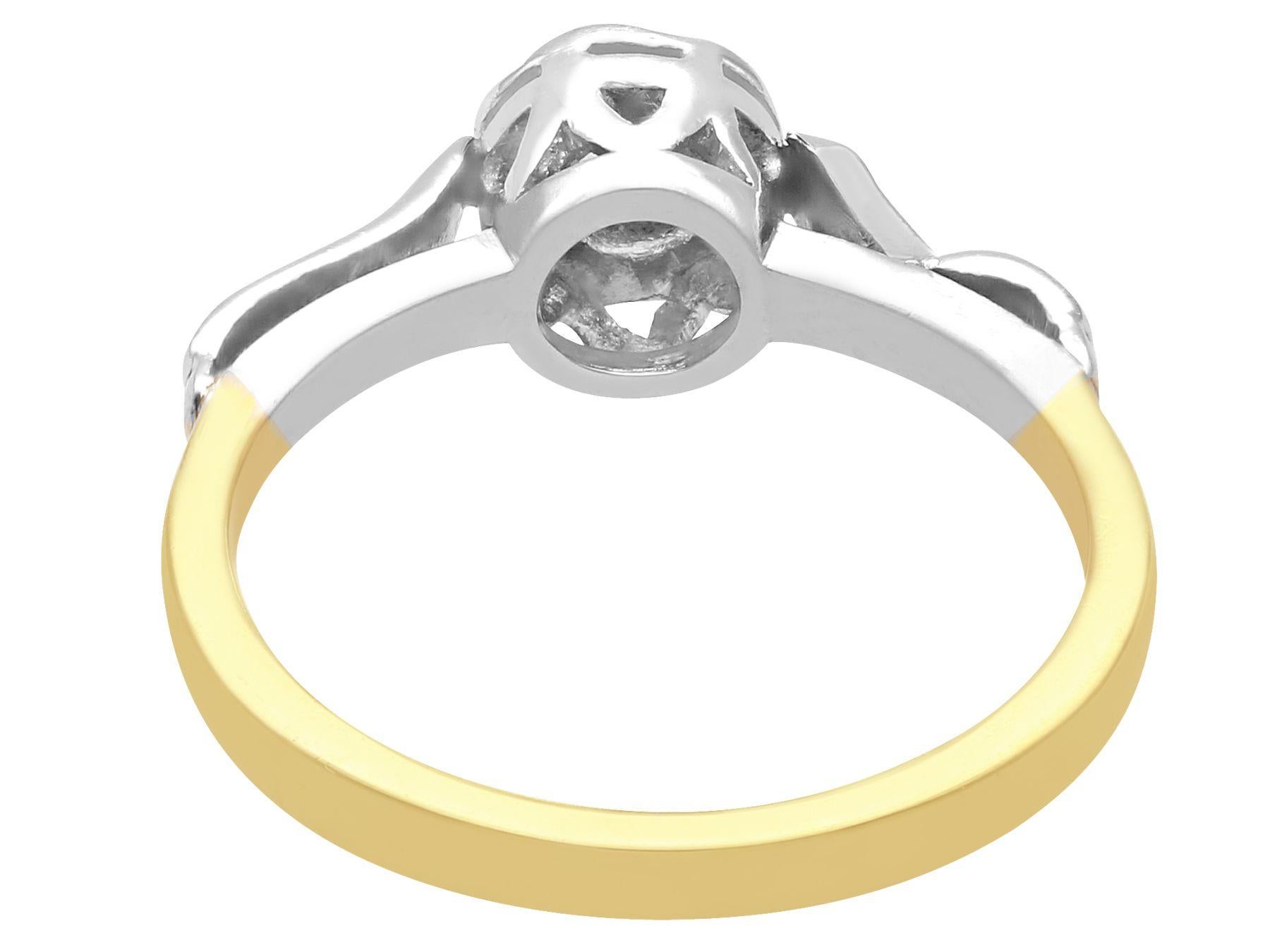 Antiker Solitär-Ring aus Gelbgold und Platin aus den 1930er Jahren mit Diamant Damen im Angebot