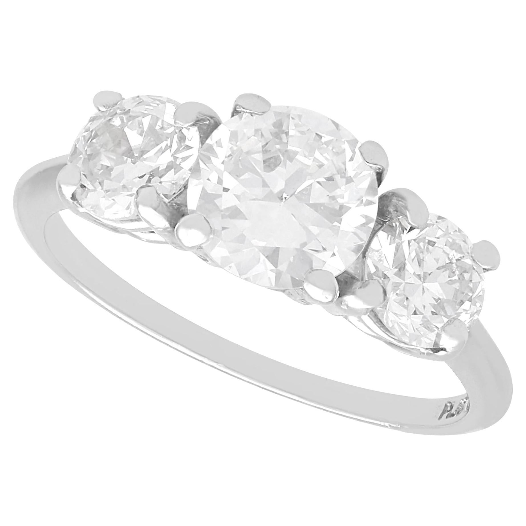 1930s Antique Diamond Platinum Trilogy Ring For Sale