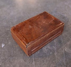 1930s Antique English Leather Box with Gilt, Regency Style