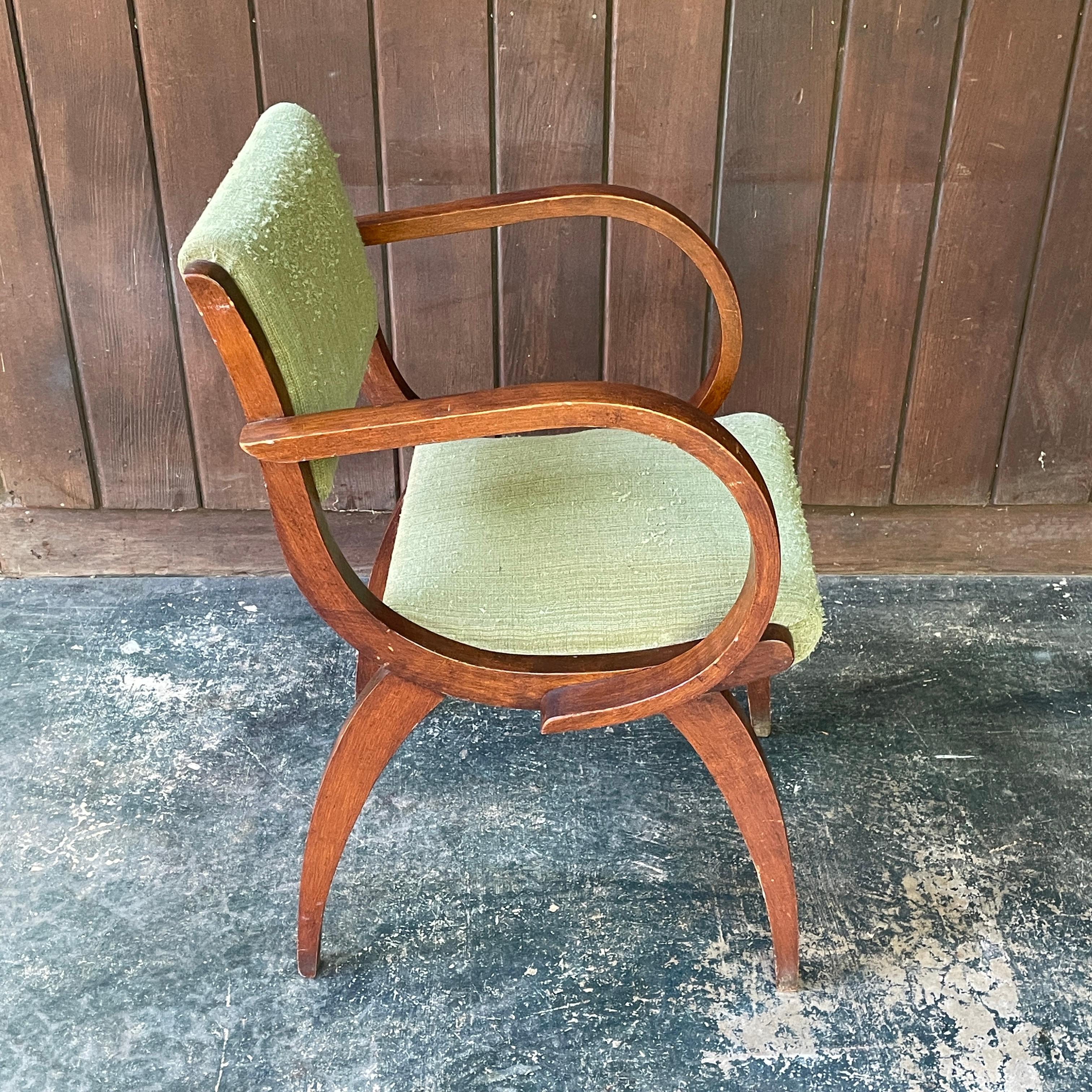 Fauteuil Art Déco français ancien des années 1930, signé Peri Alonz Abîmé - En vente à Hyattsville, MD