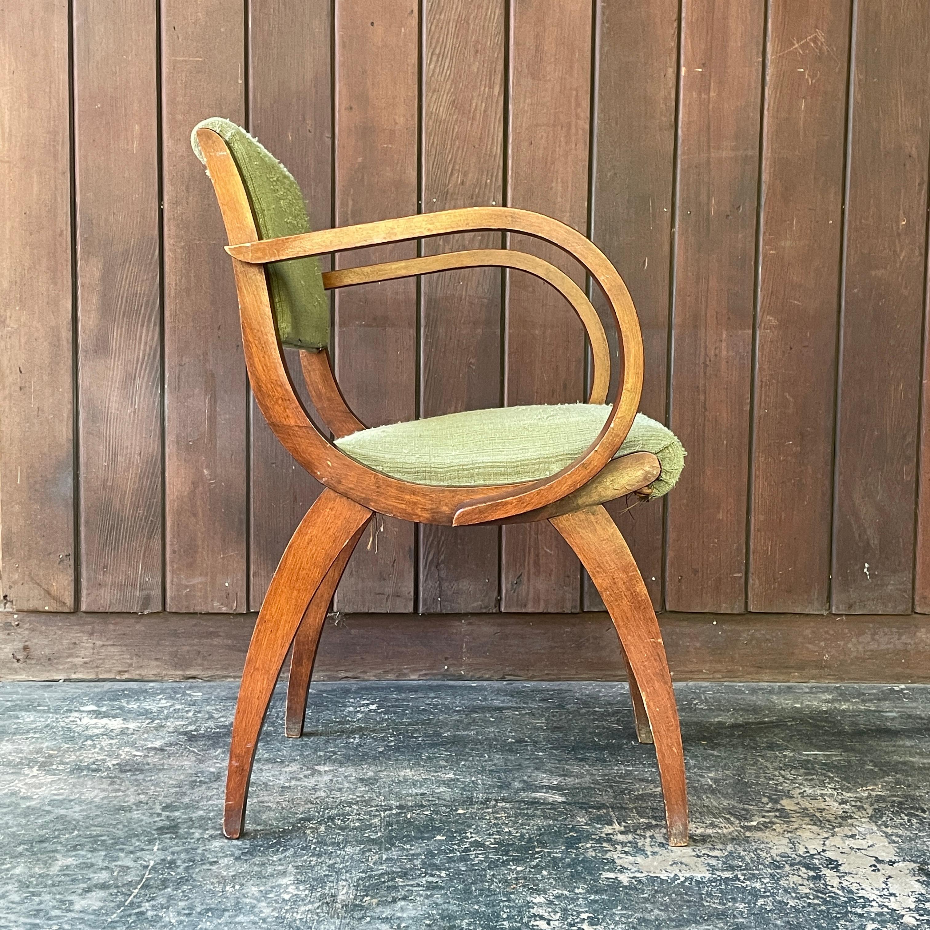 Milieu du XXe siècle Fauteuil Art Déco français ancien des années 1930, signé Peri Alonz en vente