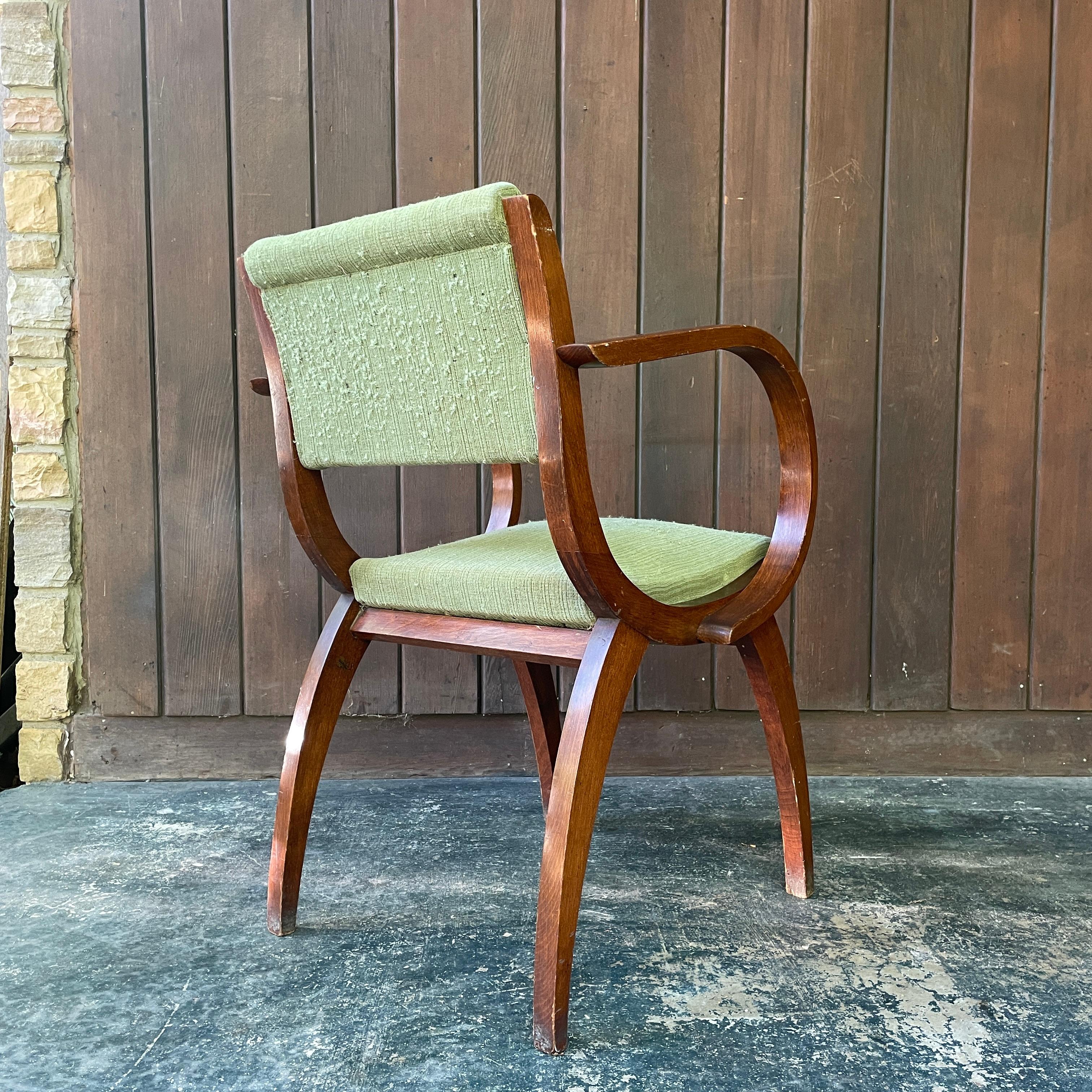 Bois Fauteuil Art Déco français ancien des années 1930, signé Peri Alonz en vente