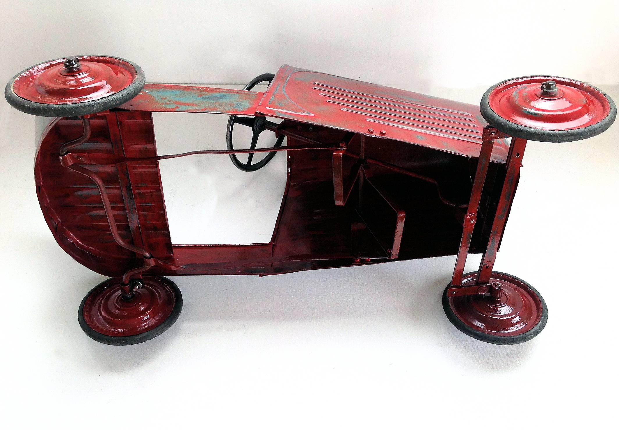 Cut Steel 1930s Antique French Child's Pedal Car