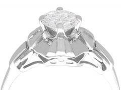 1930s French 0.63 Ct Diamond and 18K White Gold Solitaire Ring