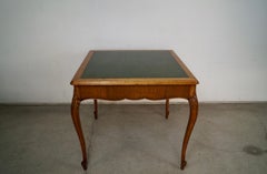 1930's Antique French Louis XV Style Leather Poker Table / Game Table