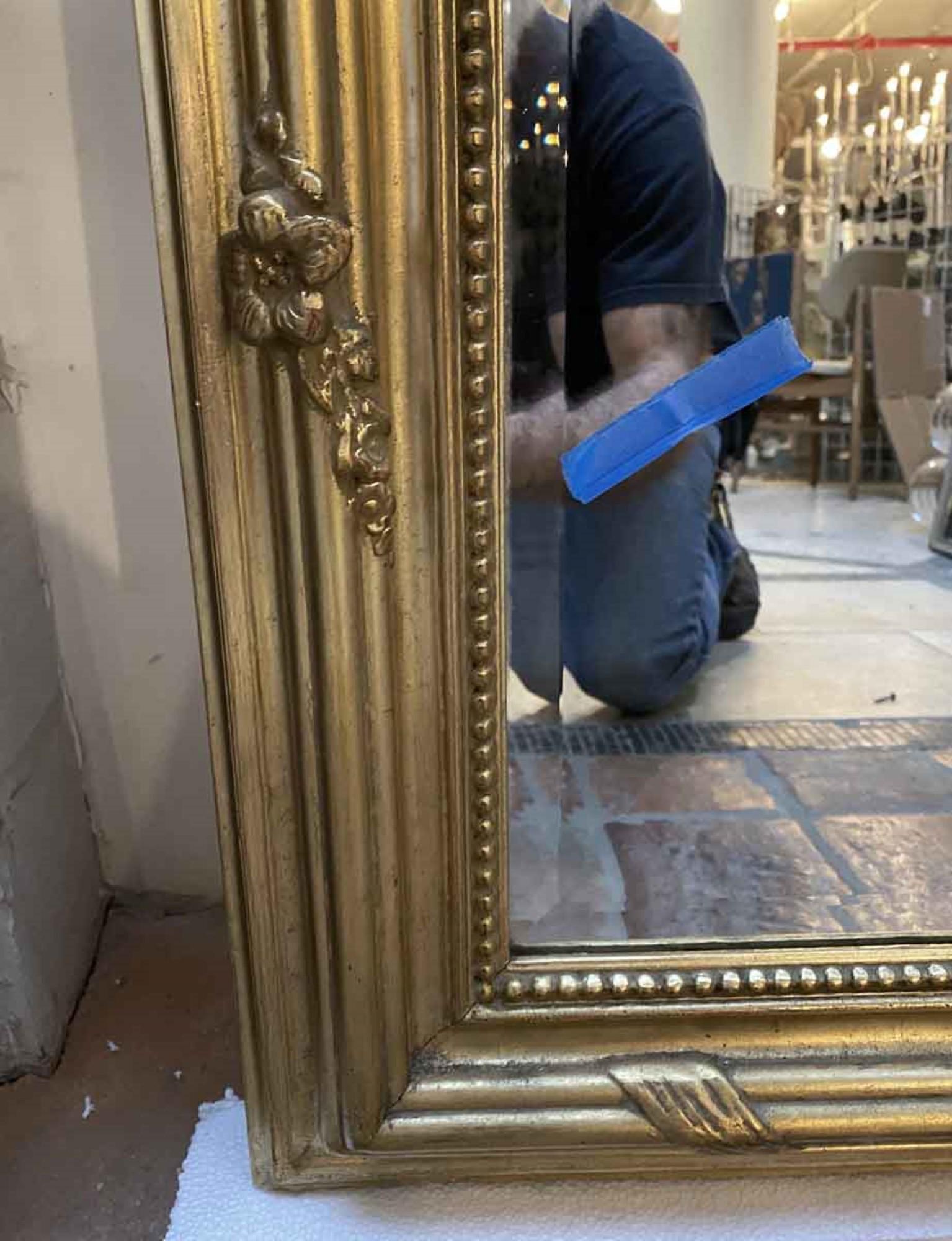 1930s Antique French Rococo Gilded Wall Mirror with Bevels; Hand Carved 2