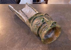 1930s Antique Green Glazed Ceramic Face Shaped Architectural Gargoyle