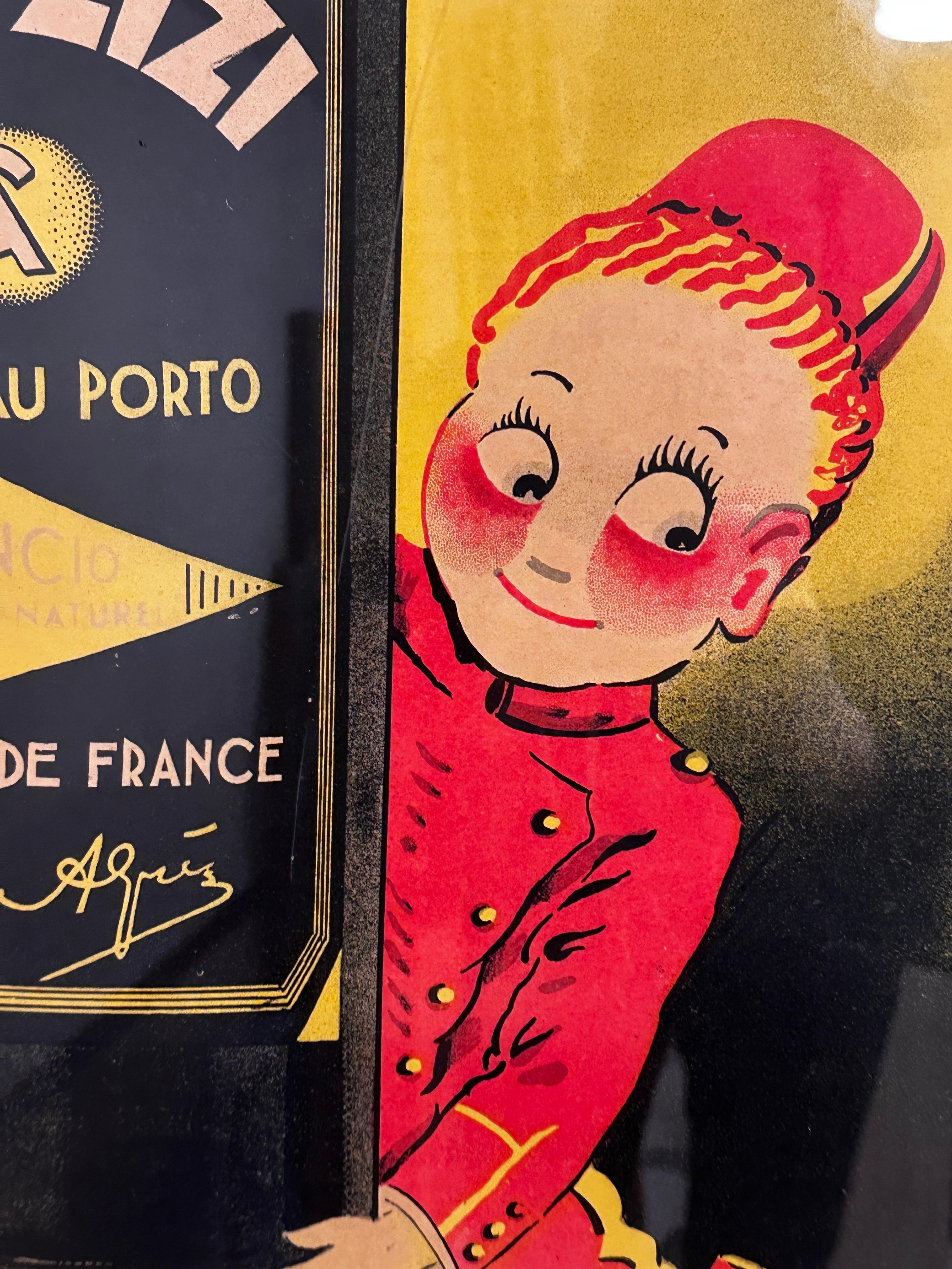 Mid-20th Century 1930s Antique Lithograph Fred Zizi French Alcohol Poster