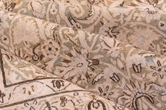 1930s Antique Persian Kerman Rug, Neutral Palette, Allover Light Green Field