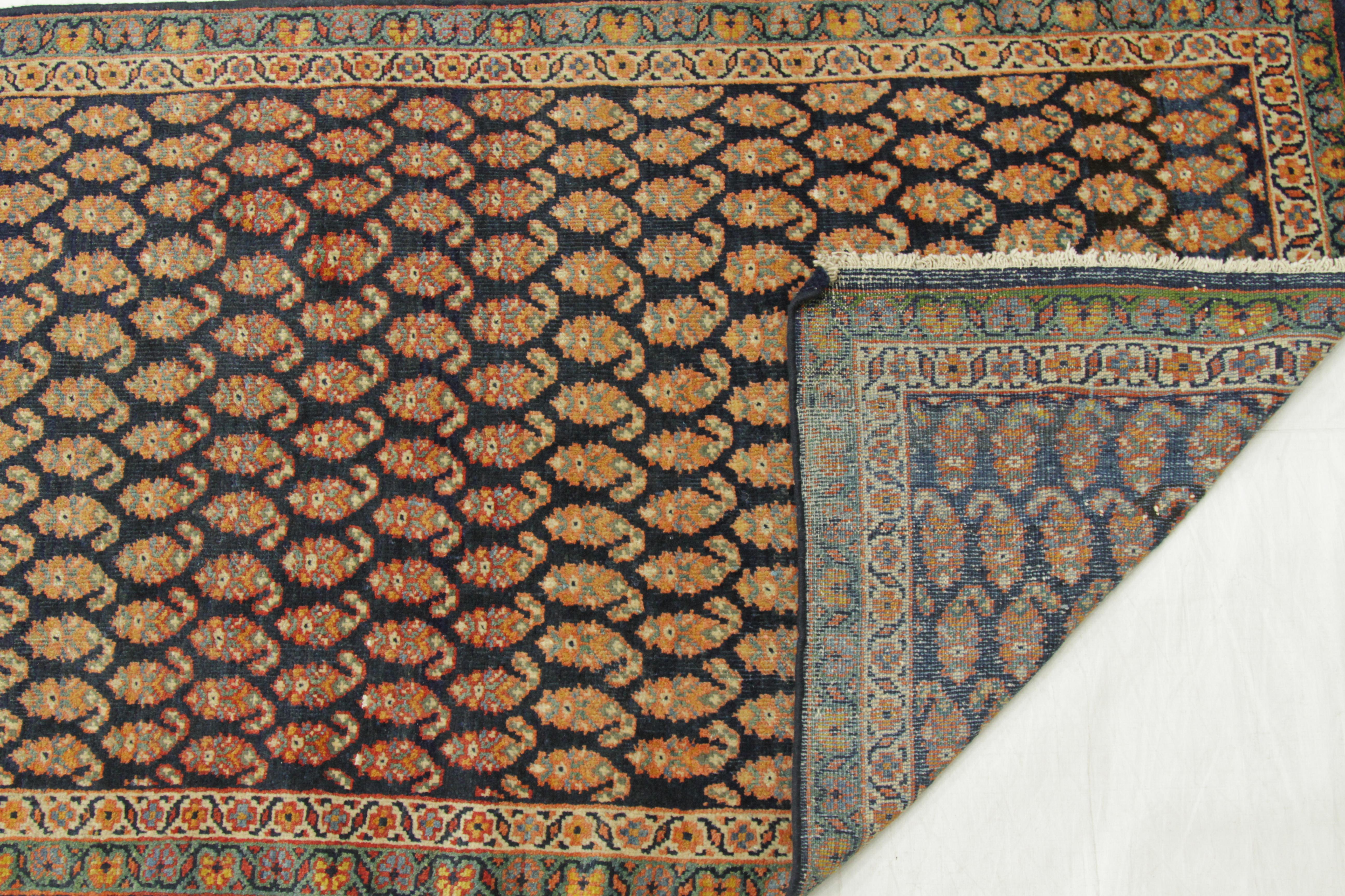1930s Antique Persian Rug Mahal Design with Teeming ‘Boteh’ Patterns In Excellent Condition For Sale In Dallas, TX